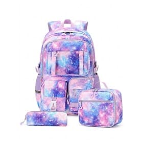 Kids School Backpack 3-Piece Set for Boys  Girls, Includes Lunch Bag  Pencil Case, Large Multi-Compartment, Durable Polyester, Ergonomic S-Straps, Reflective S