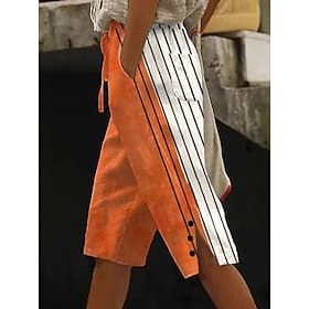Femmes Short en coton et lin Pantalon capri Vacances ancien style grand-mère côtier Longueur mollet Taille Moyenne Fleuri Graphique Abstrait Imprimé Confort No