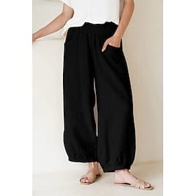 Femmes Jambe large Pantacourt Mode Occasionnel Longueur cheville Taille moyenne Couleur Unie Avec Poches Confort Occasionnel Vacances Marron Sapin Kaki Noir Ét