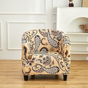 1-Piece Printed Club Chair Cover, High Elasticity Full-Wraparound Armchair Slipcover, Dustproof Washable Single Sofa Protector