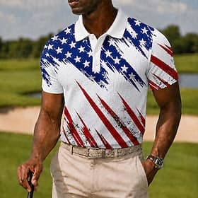 4 juillet 2026, 250e anniversaire Homme Drapeau Américain Chemises Polo Gaufre Manche Courte Polos Chemises à Col Occasionnel Tenue de soirée Tenue de fête Imp thumbnail 2