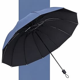 Parapluie pliant grand format à 12 baleines, résistant au vent, de 130 cm, idéal pour le golf (3-4 personnes), ouverture automatique. Parapluie de pluie, revêt