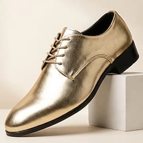 Men's Classic Wedding PU Leather Comfortable Lace-up Light Yellow Summer Spring Fall thumbnail 2