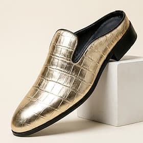 Homme Classique Mariage Cuir PU Confortable Mocassin Noir et Or Été Printemps