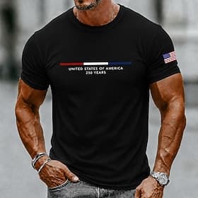 4 juillet 2026, 250e anniversaire Homme Drapeau américain T-shirt Manche Courte T-shirt Impression 3D Col ras du cou Chemise Patriotique Quotidien Festival Ble thumbnail 11