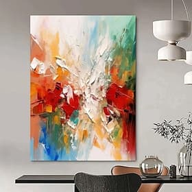 Peinture originale colorée, peinte à la main, abstraite, art rouge et vert, texturée et raffinée, cadeau parfait pour une décoration unique, à l'huile. œuvre d