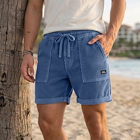Homme Shorts Short décontracté Short en velours côtelé Avec Poches Taille Élastique Uni Confort Respirant Court Occasionnel Extérieur Plage Vacances Mode Kaki