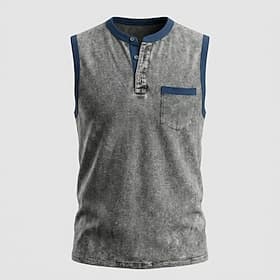 Men's Tank Top Vest Top 100% Cotton Acid Wash Shirt Sleeveless Henley Summer Spring Plain Fashion Casual Color Block Garment Dyed Faded Casual Vacation Street