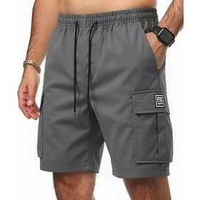 Homme Pantalon cargo Shorts cargo Shorts Short décontracté Taille Élastique Multi-poches Poche à Rabat Uni Longueur Genou Occasionnel Extérieur Vêtements de ru
