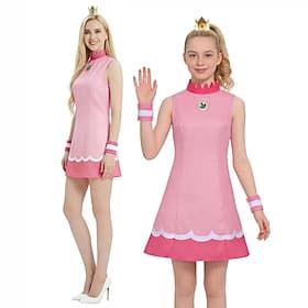 Jeu vidéo de plombier Princesse Galaxie Princesse Étoile Princesse des Étoiles Robe Costume élégant Film Rétro Vintage Années 1980 for Fille Enfant Adulte Hall