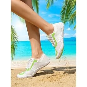 Women's Quick Dry Water Shoes with Protective Anti-Collision Toe Guard – Breathable Aqua Shoes Featuring Elastic Speed Lacing, Fast Drainage and Non-Slip Sole