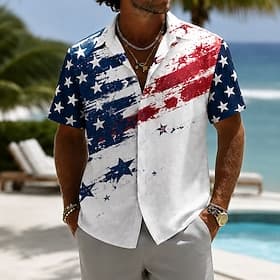 4 juillet 2026, 250e anniversaire Homme Drapeau Américain Chemise Chemise d'été Chemise Boutonnée Manche Courte Patriotique Extérieur Festival Été Printemps Co thumbnail 4