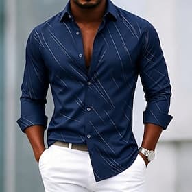 Homme Chemise Chemise habillée Chemise sans repassage Chemise Boutonnée Bloc de Couleur Quotidien Affaires Blanche Bleu Ciel Noir Rouge manche longue Col Rabat thumbnail 2