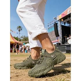 Men's Sporty Casual Music Festival Mesh Comfortable Breathable Lace-up Black Green Beige Summer Spring Fall