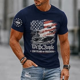 4 juillet 2026, 250e anniversaire Homme Drapeau américain 1776 T-shirt Manche Courte T-shirt Impression 3D Col ras du cou Chemise Patriotique Quotidien Festiva thumbnail 4