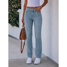 Per donna Jeans Pantaloni skinny Chinos Moda Lunghezza intera Vita Alta Comodità Inelastico Vacanza Formale Nero Blu chiaro Grigio Primavera Vestibilità aderen thumbnail 4