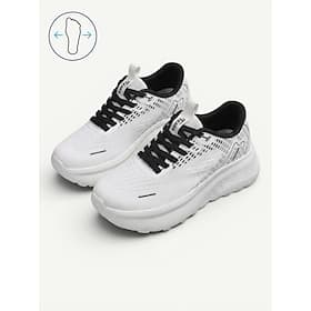 Women's White Wide Width Running Shoes – Breathable Mesh Arch Support Lace-up Sneakers with Shock Absorbing Cushion Sole for Walking, Fitness, Travel and Every