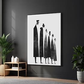 Peinture à l'huile artisanale, peinte à la main, représentant des figures abstraites modernes sur toile, en noir et blanc, œuvre géométrique, art mural minimal
