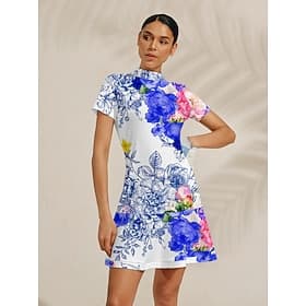 Femmes Robe de golf Bleu Roi Manche Courte Robe Vêtements de golf pour femmes, tenues, vêtements