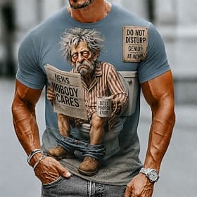 Men's Old Man T Shirt Short Sleeve T shirt 3D Print Crew Neck Shirt Funny Casual Daily Street Blue Black Summer Spring Clothing Apparel S M L XL 2XL 3XL thumbnail 3