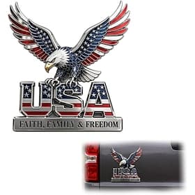 1/2 Pcs USA Faith, Family  Freedom Metal Emblem, Eagle  USA Letters Patriotic Edition 3D Metal Car Emblem, 250th Anniversary Red  Blue Flag Auto Decal for Auto