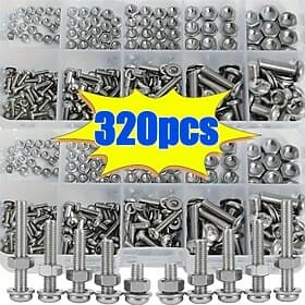 Kit de 320 pièces comprenant vis et écrous hexagonaux, assortiment de visserie métrique M2-M5. rondelles, kit de réparation de fixations universelles pour proj