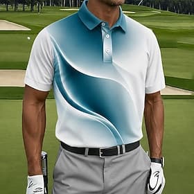 Homme Géométrique Golf Polos de Sport Manche Courte Polos Chemises à Col Occasionnel Athleisure Impression 3D Boutons Maille Respirante Printemps  Été Bleu Rou