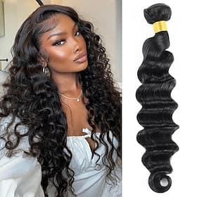 Cheveux humains brésiliens 1b # couleur noir naturel foncé, mèches lâches, 1 paquet de 30 à 76 cm