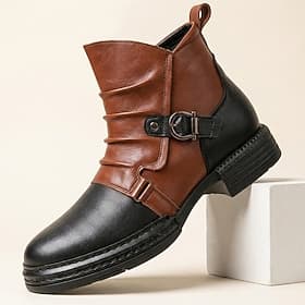 Men's Casual Daily PU Leather Comfortable Slip Resistant Buckle Brown Fall Winter