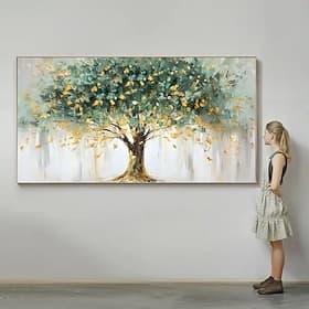 Mintura, peinture à l'huile texturée faite à la main sur toile, décoration murale moderne et abstraite représentant un paysage d'arbre, idéale pour la maison o