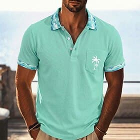 Homme Chemise de golf Polo Piqué Occasionnel Affaires Col Polo Côtelé Manches courtes Mode Basique Couleur Unie Plaid Boutons Logo Été Printemps Printemps  Aut