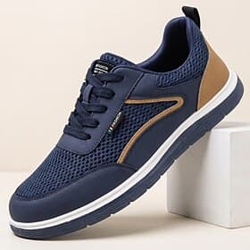 Men's Vintage Casual Daily PU Leather Mesh Comfortable Breathable Lace-up Brown / Blue Black White Summer Spring
