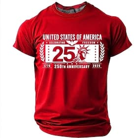 4 juillet 2026, 250e anniversaire Homme Drapeau américain 1776 T-shirt Manche Courte T-shirt Impression 3D Col ras du cou Chemise Patriotique Quotidien Festiva thumbnail 3