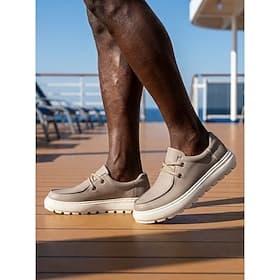Men's Minimalist Casual Island  Cruise PU Leather Slip Resistant Lace-up Khaki Black Summer Spring All Seasons