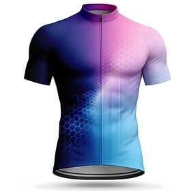 Men's Rash Guard Cycling Jersey Ombre Short Sleeve Bike Jersey Top with 3 Rear Pockets UV Resistant Quick Dry With Pockets Front Zipper Sports Blue Clothing Ap
