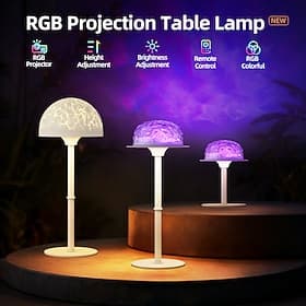 Lampe de table à projection d'ondulations d'eau RGB, veilleuse extensible rechargeable par USB avec télécommande, lampe d'ambiance à couleurs changeantes pour