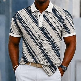 Homme Bloc de Couleur Géométrique Polo Manche Courte Polos Chemises à Col Occasionnel Athleisure Tenue quotidienne Impression 3D Boutons Maille Respirante Prin thumbnail 2