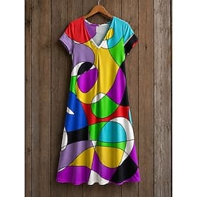 Femmes Robe Longueur Genou Robe fourreau Robe T-Shirt Robe d'été Élégant Bohème Vacances Plage Soirée Fête Coupe régulière Etoile Tropical Manche Courte Col en thumbnail 2
