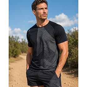Homme Couleur Unie T-shirt de course T-shirt de compression T-shirt athlétique Haut de sport Été Printemps Manche Courte Séchage Rapide Léger Évacuation de l'H thumbnail 2