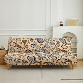 Printed Futon Cover Stretch Sofa Bed Slipcovers Full Twin Queen Size Armless Couch Loveseat Protector Covers with Elastic Bottom for Living Room Bedroom Furnit