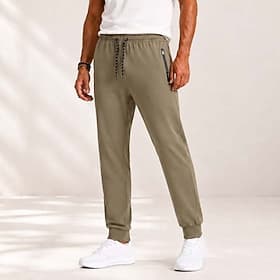 Men's Quick Dry Casual Jogger Pants - Moisture-Wicking Lightweight Trousers with Zipper Pockets Elastic Cuffs