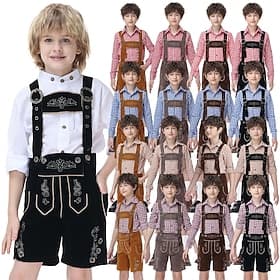Oktoberfest Bundhosen Ensemble de culottes de cuir Lederhosen Au-dessus du genou Broderie Allemand Alpin Patrimoine Prairies Garçons Carnaval Fête de la Bière