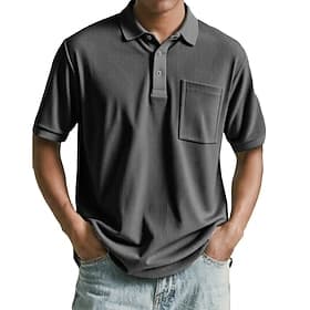 Homme Chemise en velours côtelé Polo Occasionnel Travail Revers Manche Courte Basique Moderne Bloc de Couleur Texturé Avec Poches Boutons Printemps  Été Bleu B