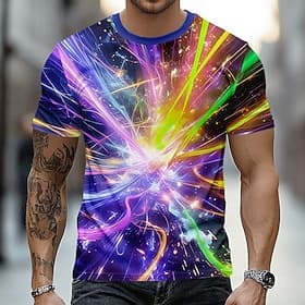 Men's Geometric Abstract Multicolor T Shirt Short Sleeve T shirt 3D Print Crew Neck Shirt Fashion Casual Daily Street Black 1 Black Black 2 Summer Spring Cloth