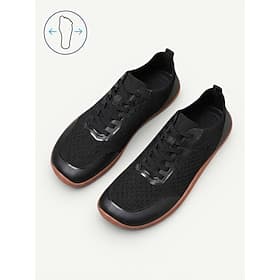 Women's Black Wide Width Walking Shoes – Breathable Knit Sneakers Featuring Extra Wide Toe Box, Lightweight Construction, Flexible  Sole and All-Day Comfort fo