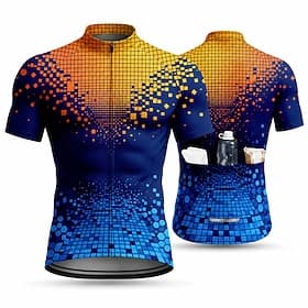 Men's Cycling Jersey Geometric Short Sleeve Bike Jersey Activewear Top with 3 Rear Pockets UV Resistant Quick Dry With Pockets Front Zipper Sports Blue Clothin thumbnail 2