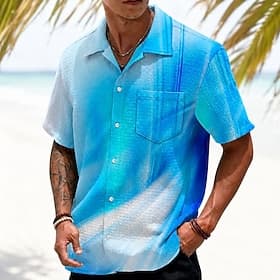 Homme A Ombre Art abstrait Chemise d'été Chemise Boutonnée Chemise froissée Manche Courte Mode Décontractée Quotidien Vacances à la Plage Été Printemps Col Rab thumbnail 2