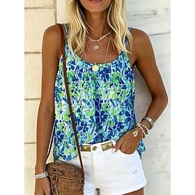 Women's Camisole Tank Top Print Floral Graphic Vintage Fashion Sleeveless Straps Regular Tops Casual Daily Blue Red Purple Summer Spring