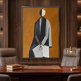 Tableau à l'huile sur toile, peint à la main, représentant une figure. Décoration murale moderne et abstraite, idéal pour la maison ou l'hôtel. Toile roulée, s thumbnail 2