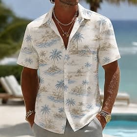 Homme Cocotier Plantes Tropicales Chemise hawaïenne Chemises tropicales Chemise Aloha Manche Courte Hawaïen Quotidien Vacances à la Plage Été Printemps Col Rab thumbnail 4